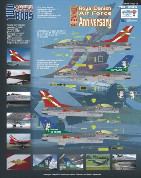 Two Bobs 48-235 1/48 Danish Air Force Fighter Squadron 730 50th Anniversary Markings
