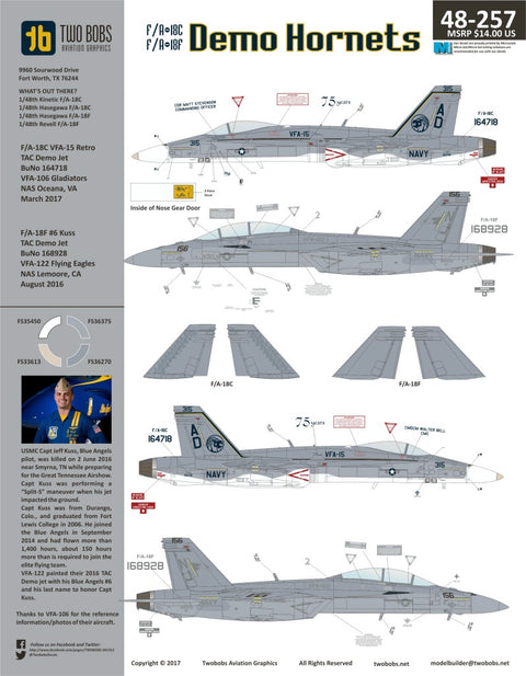 Two Bobs 48-257 1/48 F/A-18C F/A-18F Demo Hornet