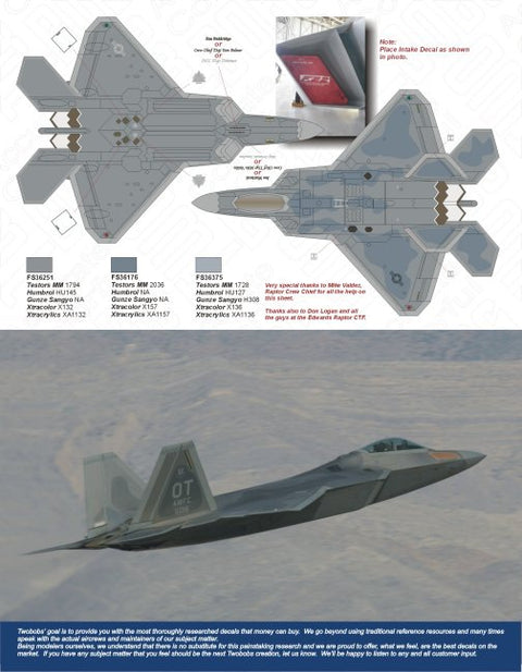 Two Bobs 72-056 1/72 F-22A Press to Test Raptors