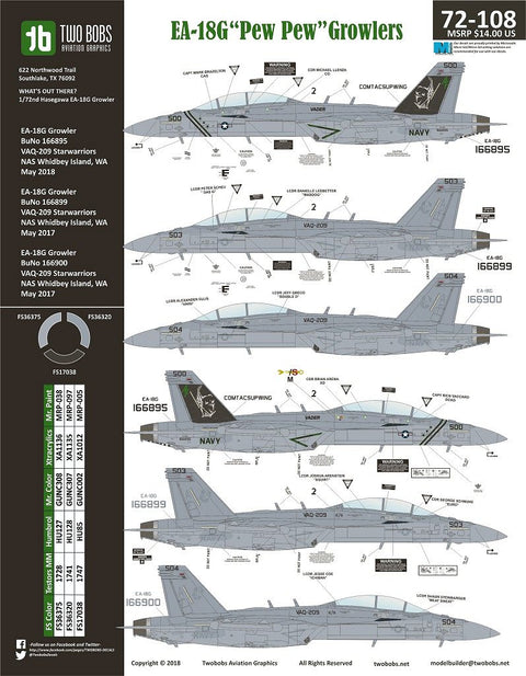 Two Bobs 72-108 1/72 EA-18G Pew Pew Growler