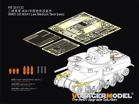Voyager Model 1/35 PE351132 WWII US M3A1 Lee Medium Tank Basic (TRUMPETER 63516)