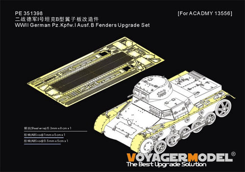 Voyager Model PE351398 1/35 WWII German Panzer I Ausf. B Fender Upgrade Set (for Academy 13556)