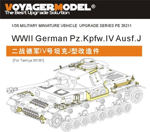 Voyager Model PE35211 1/35 WWII German Panzer IV Ausf. J Photo-Etched Parts Set (for Tamiya 35181)