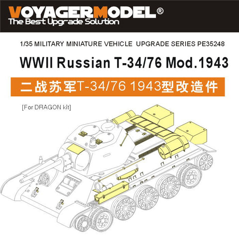 Voyager Model PE35248 1/35 WWII Russian T-34/76 Model 1943 Photo-Etched Set (for Dragon)