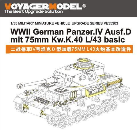 Voyager Model PE35303 1/35 WWII German Panzer IV Ausf. D (Long-Barrel Version) Basic Photo-Etched Set (for Dragon 6330)