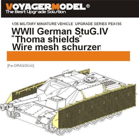 Voyager Model PEA155 1/35 WWII German StuG IV "Thoma Shield" Wire Mesh Schürzen (Dragon)