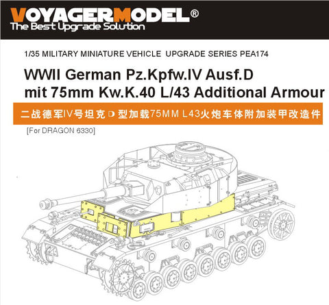 Voyager Model PEA174 1/35 WWII German Panzer IV Ausf. D (75mm Kw.K.40 L/43 Equipped / Up-armored) (Dragon 6330)