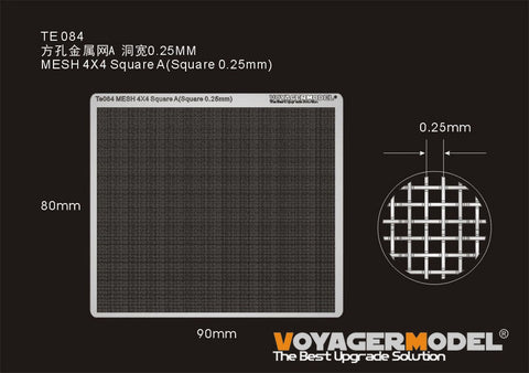 Voyager Model TE084 Universal Mesh Sheet – Square Pattern A (0.25mm side length)