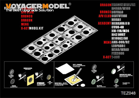 Voyager Model TEZ048 1/35 Modern AFV Road Wheel Masking Template #2 (for Meng, AFV Club, Academy, etc.) / Masking Template #2 (for Tamiya)