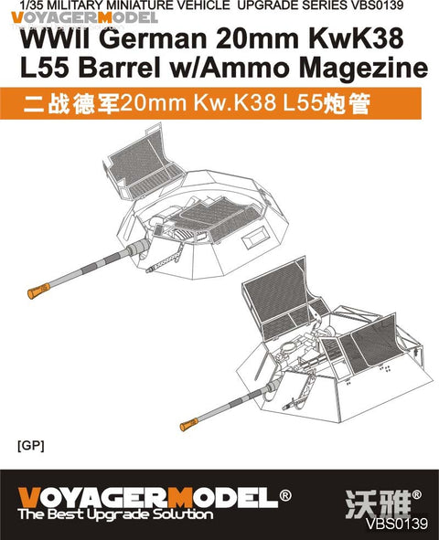 Voyager Model VBS0139 1/35 WWII German 20mm KwK38 L55 Cannon Barrel & Ammo Box (Universal)