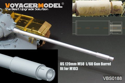 Voyager Model VBS0188 1/35 US 120mm M58 L/60 Metal Gun Barrel Set (for M103) (Universal)