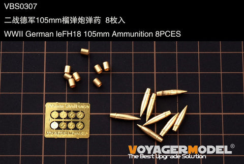 Voyager Model VBS0307 1/35 WWII German leFH18 105mm Howitzer Shell Casings – Set of 8 (Universal)