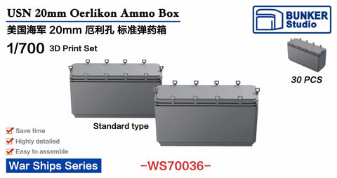 Bunker Studio WS70036 1/700 USN 20mm Oerlikon Ammunition Box