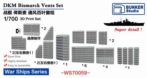 Bunker Studio WS70059 1/700 DKM Bismarck Vents Set