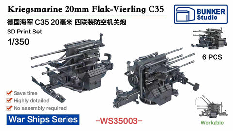 Bunker Studio WS35003 1/350 DKM 20mm Flakvierling C 35 AA Guns