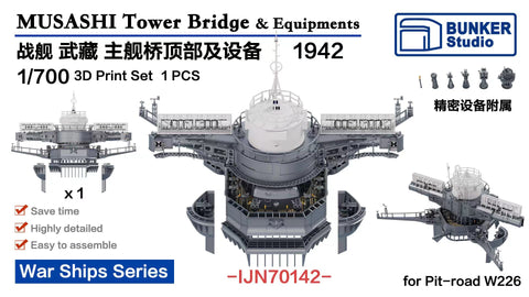 Bunker Studio IJN70142 1/700 MUSASHI Tower Bridge & 15M Rangefinder & Equipments 1942
