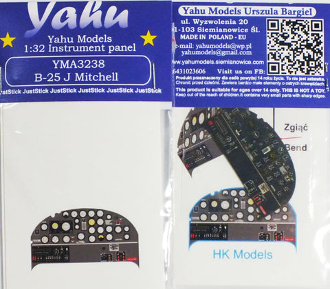 Yahu Models YMA3238 1/32 B-25J Instrument Panel (for HK Models)