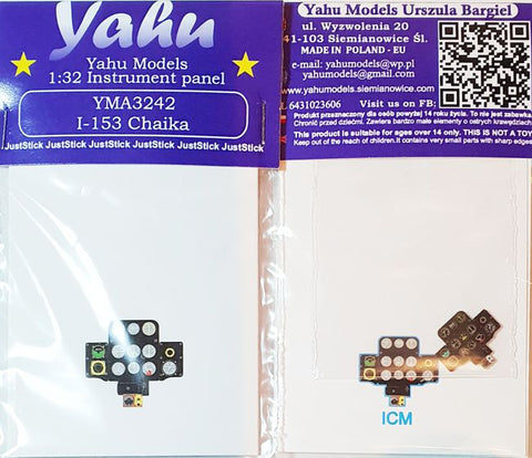 Yahu Models YMA3242 1/32 I-153 Chaika Instrument Panel (for ICM)