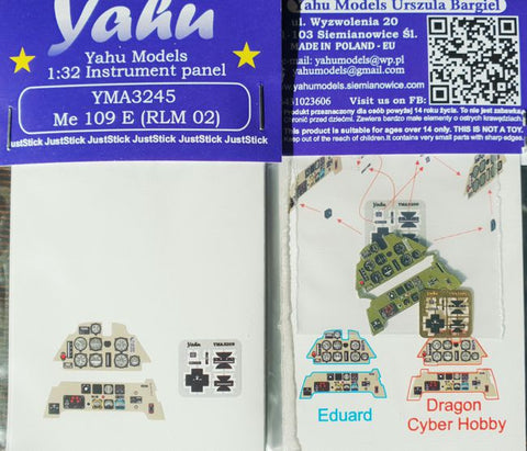 Yahu Models YMA3245 1/32 Messerschmitt Bf 109E RLM 02 Instrument Panel (for Eduard/Cyber-Hobby)