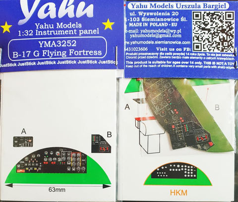 Yahu Models YMA3252 1/32 B-17G Flying Fortress Instrument Panel (for HK Models)