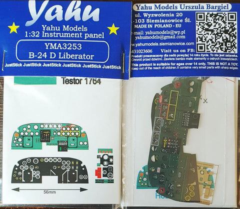 Yahu Models YMA3253 1/32 B-24D Liberator Instrument Panel (for HobbyBoss)