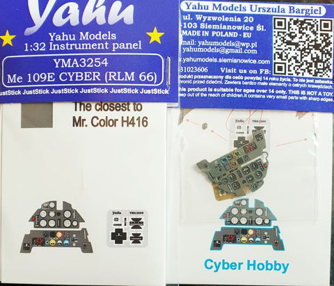 Yahu Models YMA3254 1/32 Messerschmitt Me 109E (CYBER RLM66) Instrument Panel (for Cyber-Hobby)