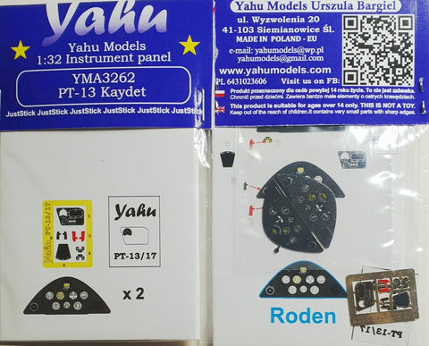Yahu Models YMA3262 1/32 Stearman PT-13 Kaydet Instrument Panel (for Roden)