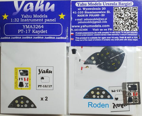 Yahu Models YMA3264 1/32 Stearman PT-17 Kaydet Instrument Panel (for Roden)