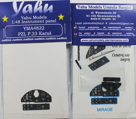 Yahu Models YMA4822 1/48 PZL P.23 Karaś Instrument Panel (for Mirage)