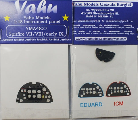 Yahu Models YMA4827 1/48 Spitfire Mk.VII/VIII/IX Early-Type Instrument Panel (for Eduard/ICM)