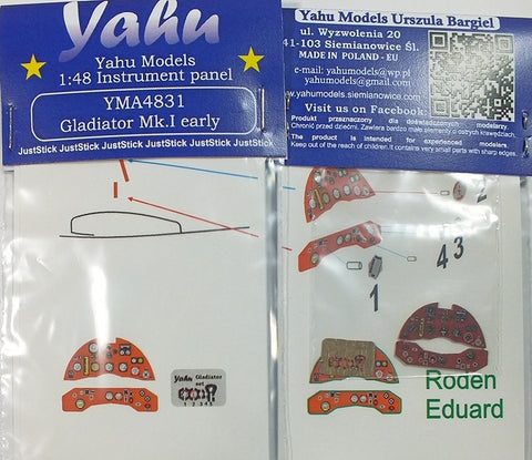 Yahu Models YMA4831 1/48 Gladiator Mk.I Early Instrument Panel (for Roden / Eduard)