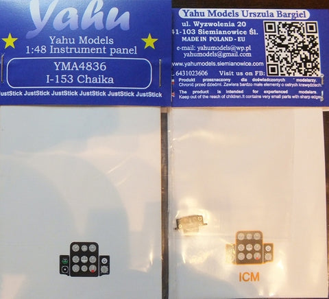 Yahu Models YMA4836 1/48 I-153 Instrument Panel (for ICM / AMG)