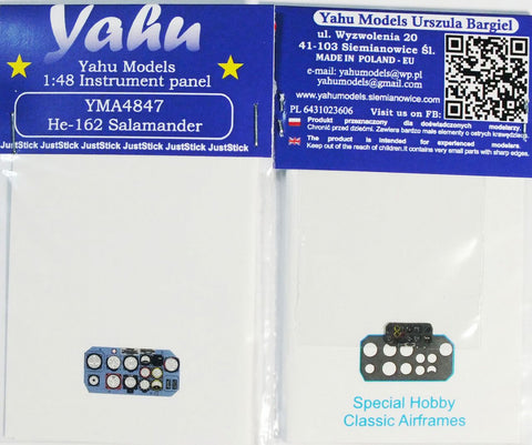 Yahu Models YMA4847 1/48 Heinkel He 162 Instrument Panel (for Tamiya)