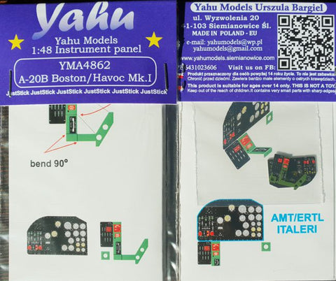 Yahu Models YMA4862 1/48 A-20B Boston/Havoc I Instrument Panel (for Italeri)