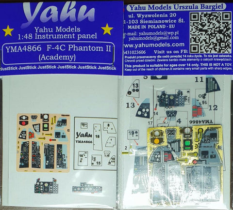 Yahu Models YMA4866 1/48 F-4 Phantom II Instrument Panel (for Academy)