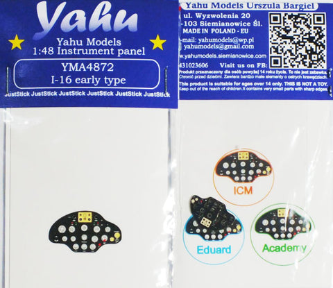 Yahu Models YMA4872 1/48 Polikarpov I-16 Early Version Instrument Panel (for ICM / Eduard)