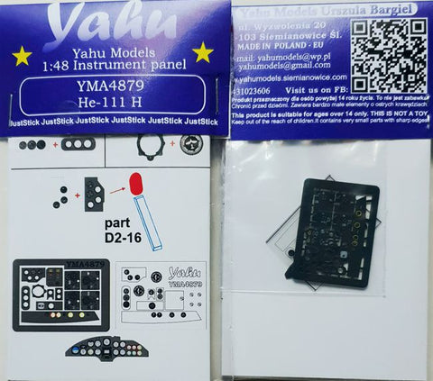 Yahu Models YMA4879 1/48 Heinkel He 111H Instrument Panel (for ICM / Revell/Monogram)