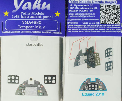 Yahu Models YMA4880 1/48 Hawker Tempest Mk.V Instrument Panel (for Eduard)