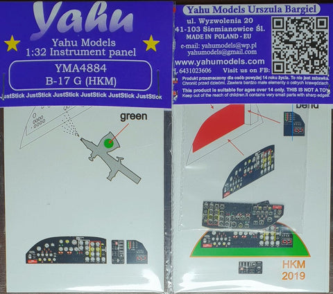 Yahu Models YMA4884 1/48 B-17G Flying Fortress Instrument Panel (for HK Models)