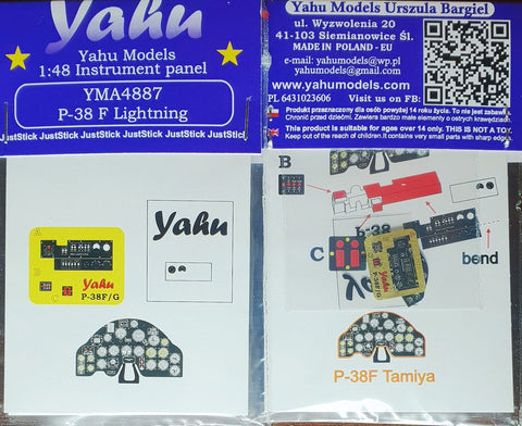 Yahu Models YMA4887 1/48 P-38F Lightning Instrument Panel (for Tamiya)
