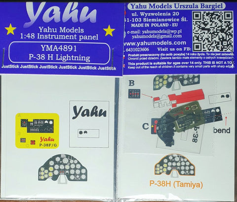 Yahu Models YMA4891 1/48 P-38H Lightning Instrument Panel (for Tamiya)