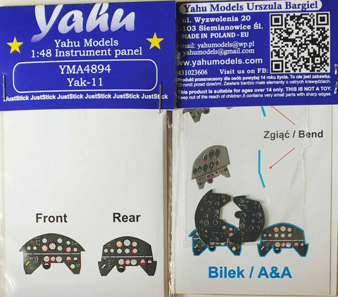 Yahu Models YMA4894 1/48 Yak-11 Instrument Panel (for Bilek / A&A)