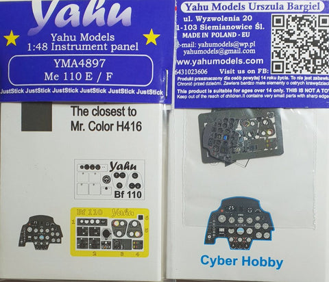 Yahu Models YMA4897 1/48 Messerschmitt 110 E/F Instrument Panel (for Cyber-Hobby)