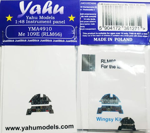 Yahu Models YMA4910 1/48 Messerschmitt Me-109E (RLM66) Instrument Panel (for Wingy Kits)