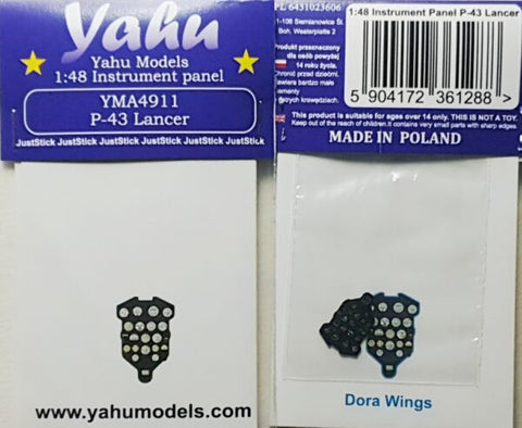 Yahu Models YMA4911 1/48 P-43 Lancer Instrument Panel (for Dauwings)