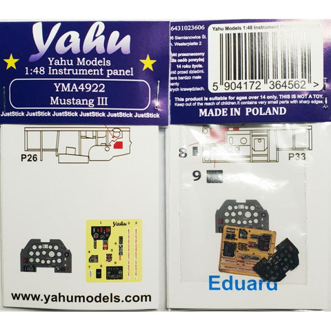 Yahu Models YMA4922 1/32 Mustang III Instrument Panel (P-51 B/C) (for Eduard)