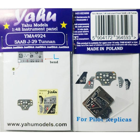 Yahu Models YMA4924 1/48 Saab 29 Tunnan Instrument Panel (for Pilot Replica)