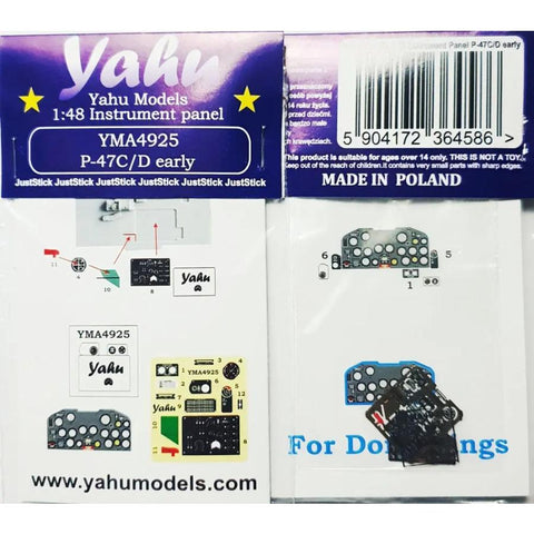 Yahu Models YMA4925 1/48 P-47 C/D Early Version Instrument Panel (for Drawings)