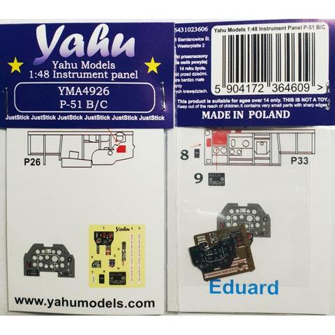 Yahu Models YMA4926 1/48 P-51 B/C Instrument Panel (for Eduard)