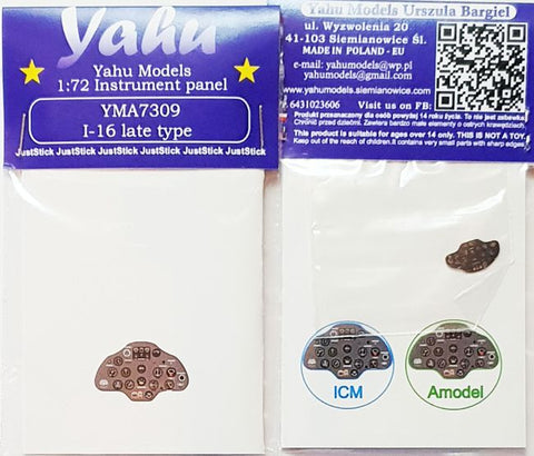 Yahu Models YMA7309 1/72 Polikarpov I-16 Late Version Instrument Panel (for ICM)